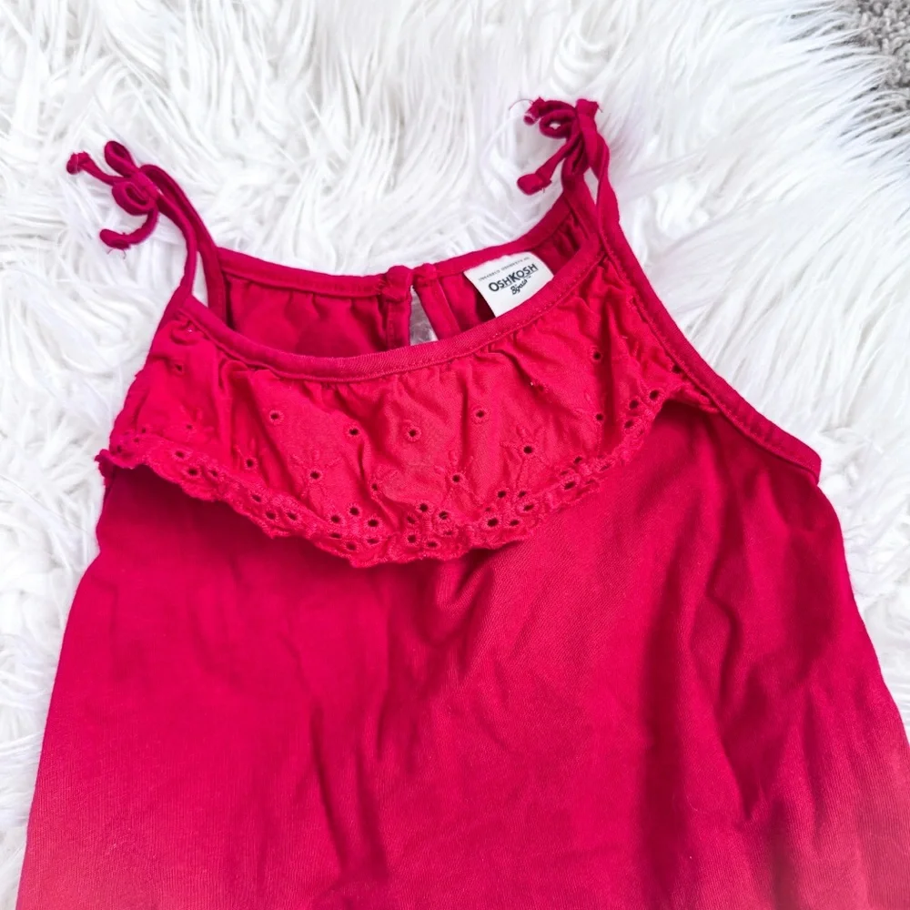 OshKosh B’gosh Girls 2T Red Eyelet Ruffle Hem Tie Strap Dress
